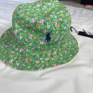 Vintage Polo Ralph Lauren Bucket Hat Reversible Sz S/M green blue/Floral‎ Preppy